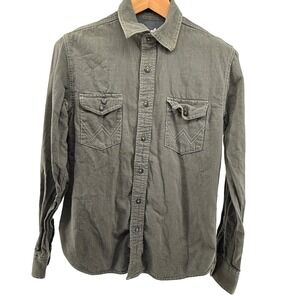 Wrangler Retro Premium‎ Gray Long Sleeve Snap Front Western Shirt Size S